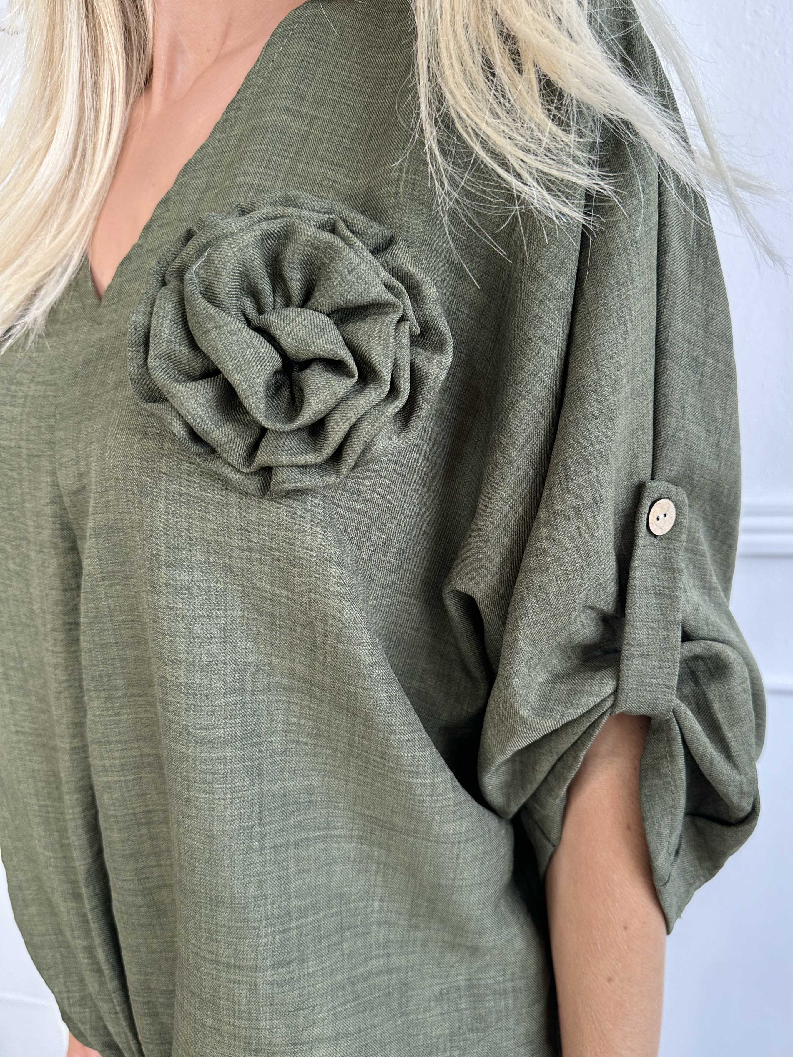 Bella - Söt tunika med knut och avtagbar blomma